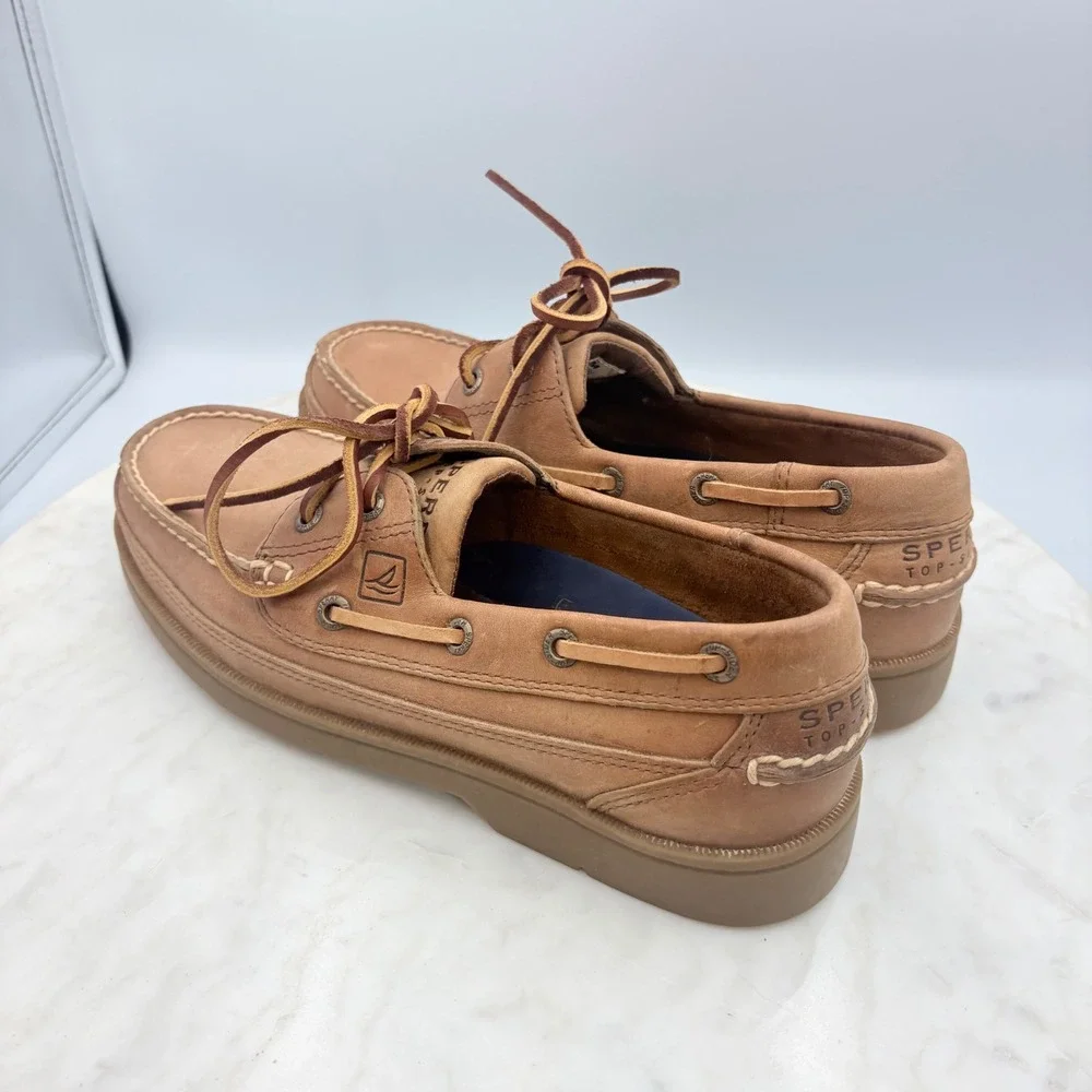 Sperry Boat Shoes Mens 7M Tan Leather Original Loafers Uniform Preppy School